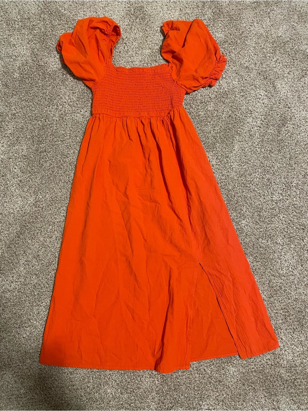 Kids Orange Puff-Sleeve Maxi Dress